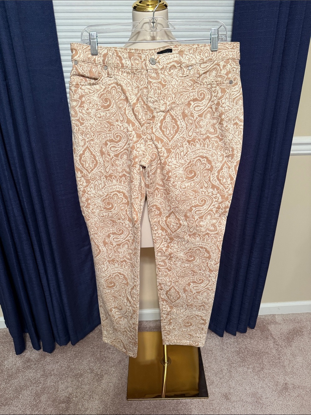 Talbots Paisley Cropped Slim Jeans - Cream & Beige